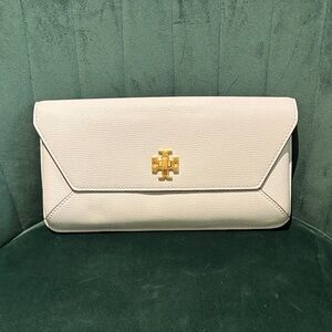 Tory Burch White Clutch with Gold Logo